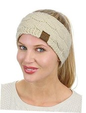 Soft Stretch Winter Warm Cable Knit Fuzzy Lined Ear 1 Count Pack of 1 Beige