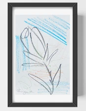 GUAJARDO Original Expressionism Rose Bud 9X6 Paper Signed Art