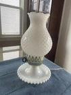 Vintage White Hobnail Milk Glass 11" Boudoir Table Lamp