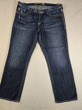 Big  Star Jean Maddie Mid Rise Fit Women 38x28 Dark Wash Blue Denim 