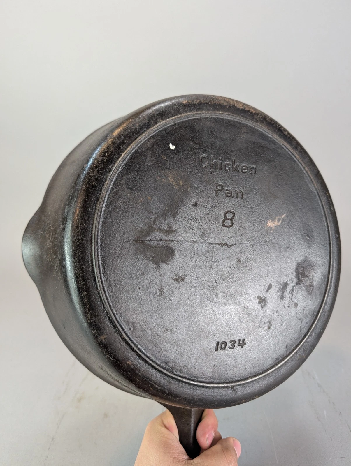 No. 8 Griswold CRACKED Chicken Pan Deep Skillet # 1034 Cast Iron