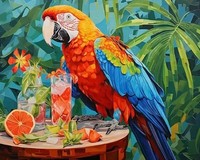 Diamantmosaik-Ara Am Tisch, 30 X 40 Cm, Kreative Diamanten