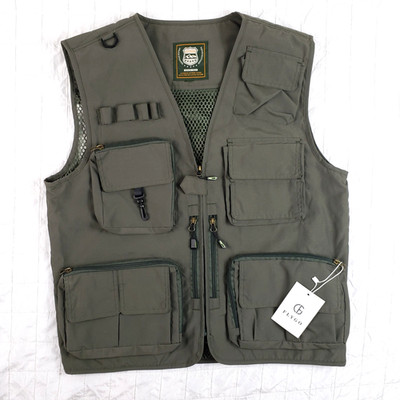 NEW FLYGO Men's Vest Outdoor Mesh Quick Dri Multi-Pockets Hiking Fishing Size XS