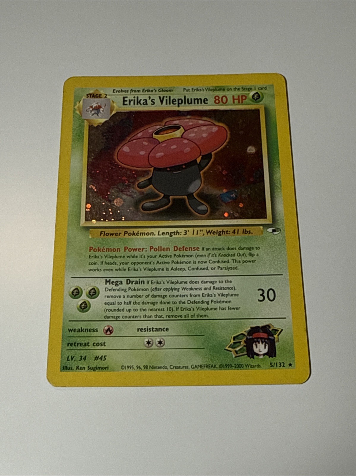 Pokemon Erika's Vileplume Holo RareGym Heroes 5/132