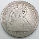 1858 O Seated Liberty Silver Half Dollar - VG+ Semi Key Silver US 50c Old Coin