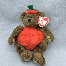 Peter Brown Bear Pumpkin Halloween Attic Treasures Plushie TY 1993 Posable 8"