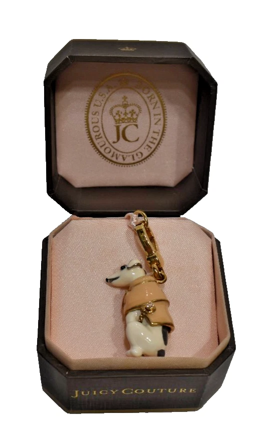 Dije de trinchera Juicy Couture Greyhound para perro dorado YJRUO316 ¡Nuevo en caja! Foto 3 de 4