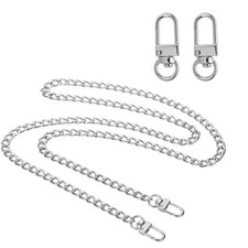 43.3" Flat Purse Chain Strap, Lobster Swivel Trigger Clips Style1, Silver