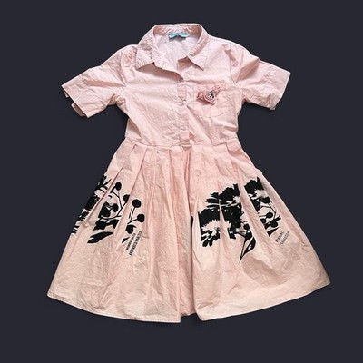 Prada SS21 Pink RAF Simons Collab Coquette Pleated Cute Womens M Dress