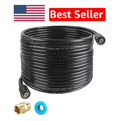 #ad 50 FT Pressure Washer Hose M22 Compatible 3600 PSI Brass Thread $39.99