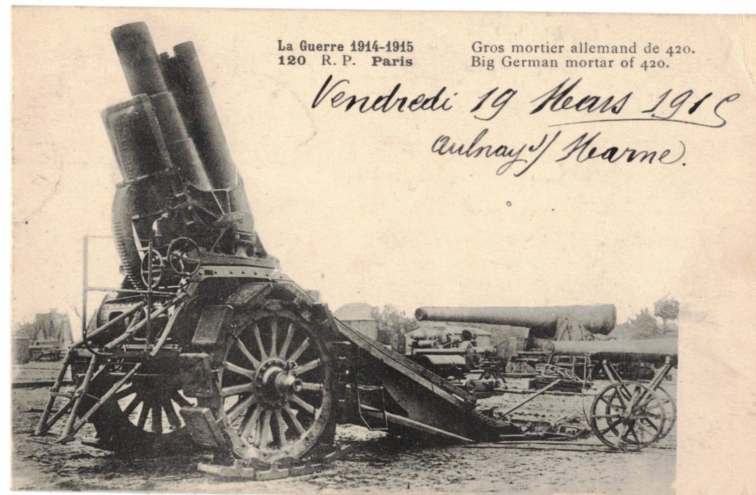 ** TOP POSTCARD, War 14/18, Large German Mortar 420 mm