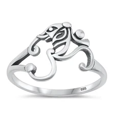 925 Sterling Silver Ohm Sign Ring Fashion Band 14mm Size 5-10