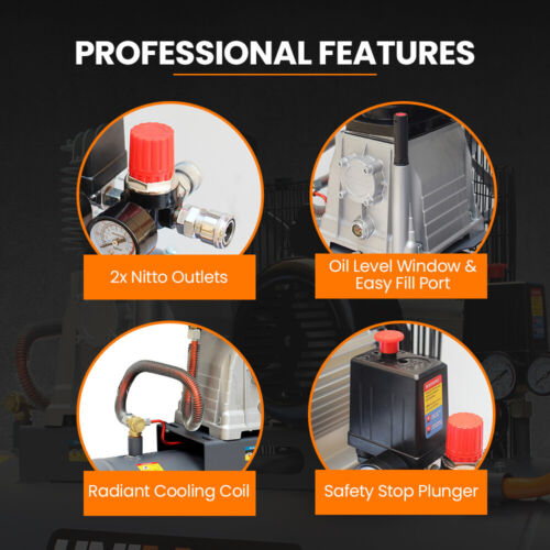 UNIMAC 100L 2.6kW Industrial Air Compressor 370L/min 116PSI Electric 15A Plug - Picture 9 of 12