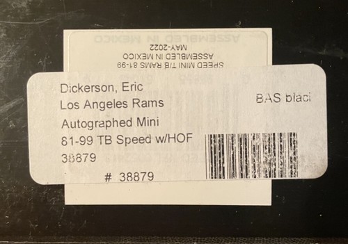 Eric Dickerson Signed LA Rams 81-99 TB Mini Helmet W/HOF- Beckett W Hologram - Picture 6 of 11