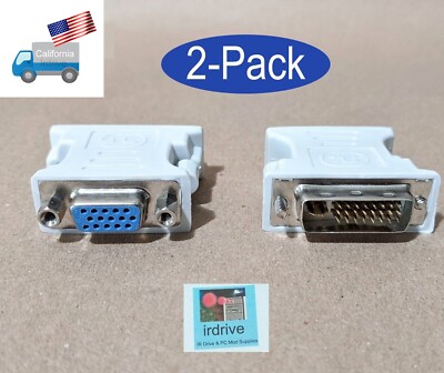 2Pack: NEW Dell 0J461 DVI-A Single Link Male to PC VGA DSUB Female Video Adapter