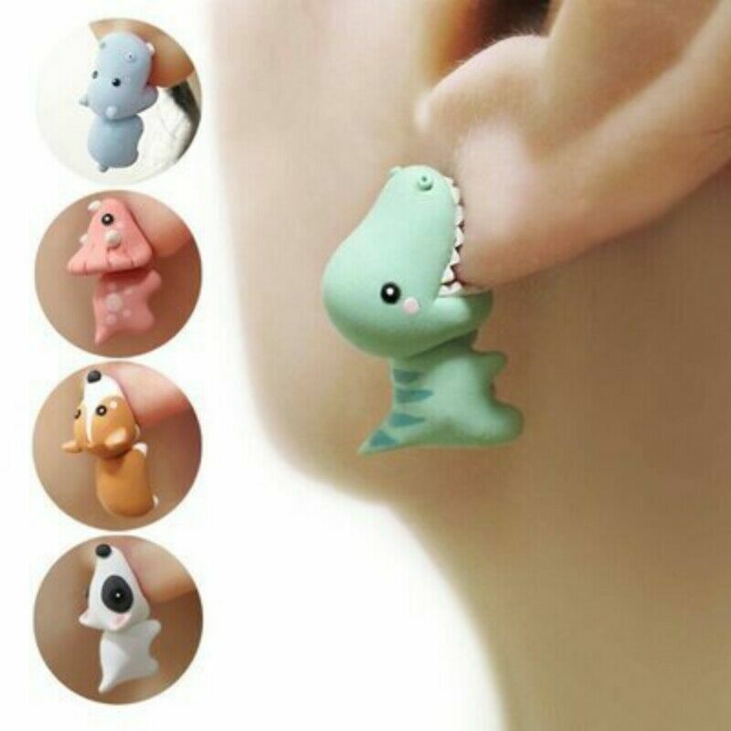Cute Animal Bite Earring Cartoon Soft Clay Animal Stud Earrings Party Fun  Gifts | eBay
