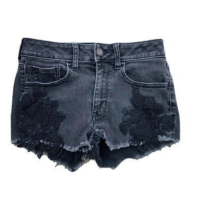 American Eagle Super Super Stretch Hi Rise Shortie Sz 2 Women Denim 2'' 29-6