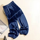 Lady Satin Faux Silk Tapered Pants Trosuers Bloomers Silky Shiny Bottoms Fashion