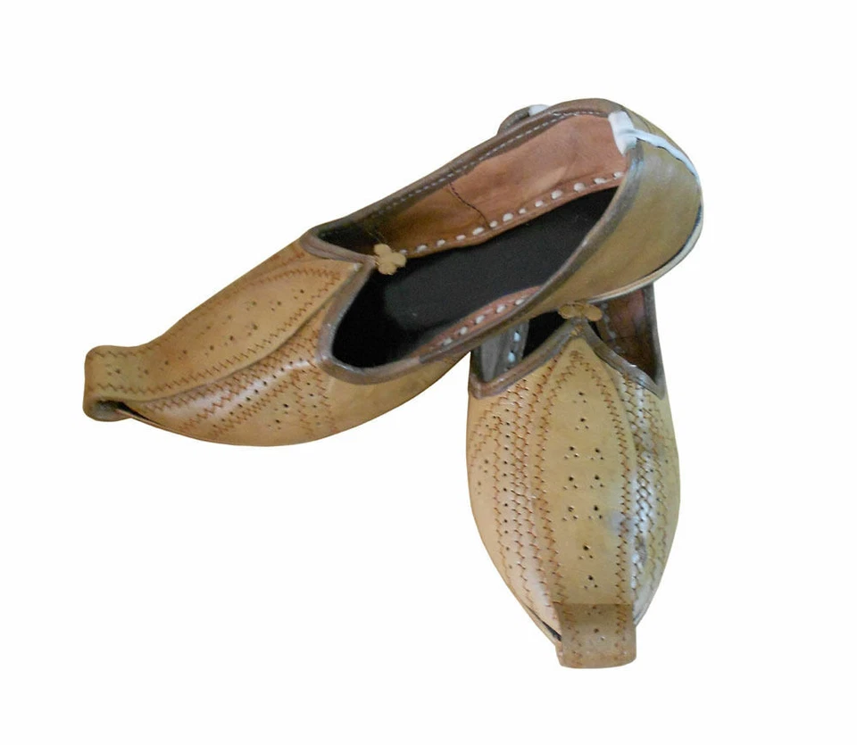 Hombres Khussa Zapatos India Hecho a Mano Cuero Chanclas Alpargatas Mojaries EE. UU. 7 Foto 2 de 4