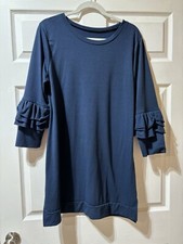 T-shirt Dress Marine Blue Ruffle Sleeve Dress Women’s Above The Knee