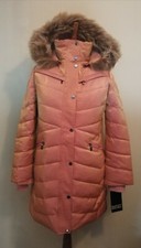 Badgley Mischka Iridescent Detachable Hood Puffer Parka Jacket Pink Size Medium