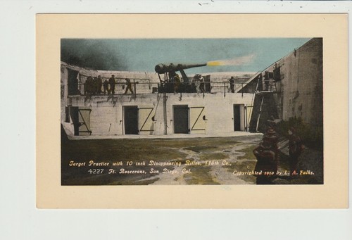 POSTKARTE 10 ZOLL VERSCHWINDENDE GEWEHRE 114. CO. FT. ROSECRANS SAN DIEGO KALIFORNI
