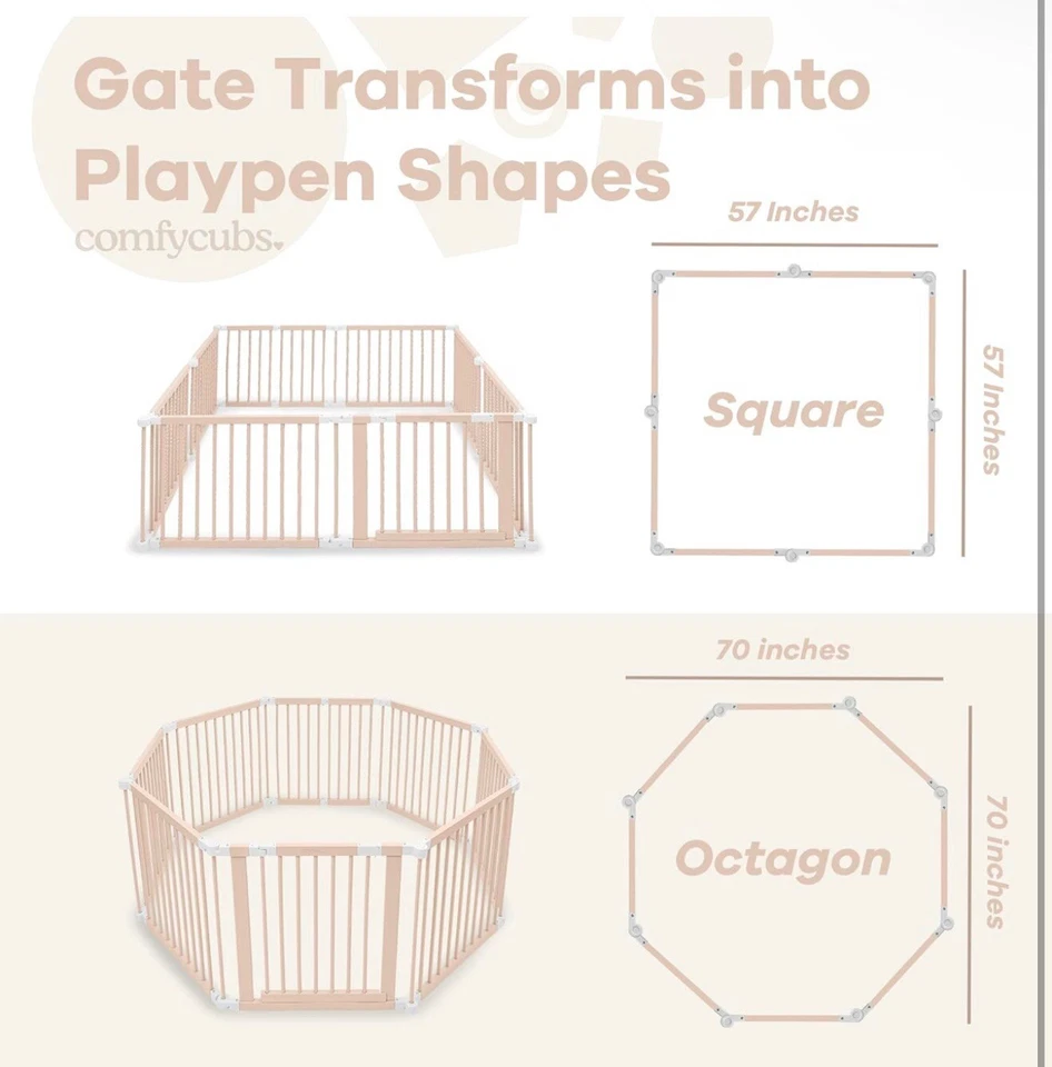 Parque infantil y puerta para bebé para niños pequeños y bebés, barrera de madera plegable Foto 4 de 4