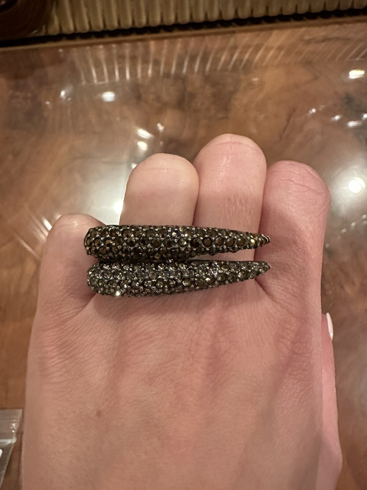 Double Claw Crystal Statement Cocktail Ring - image 4