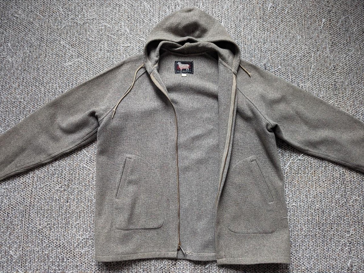 vintage 1950s hoodie WOOLRICH wool fleck M gray HOODED full zip