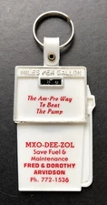 Vintage Keychain Am-Pro Gas, Beat The Pump, MXO-DEE-ZOL Fred & Dorthy Arvidson