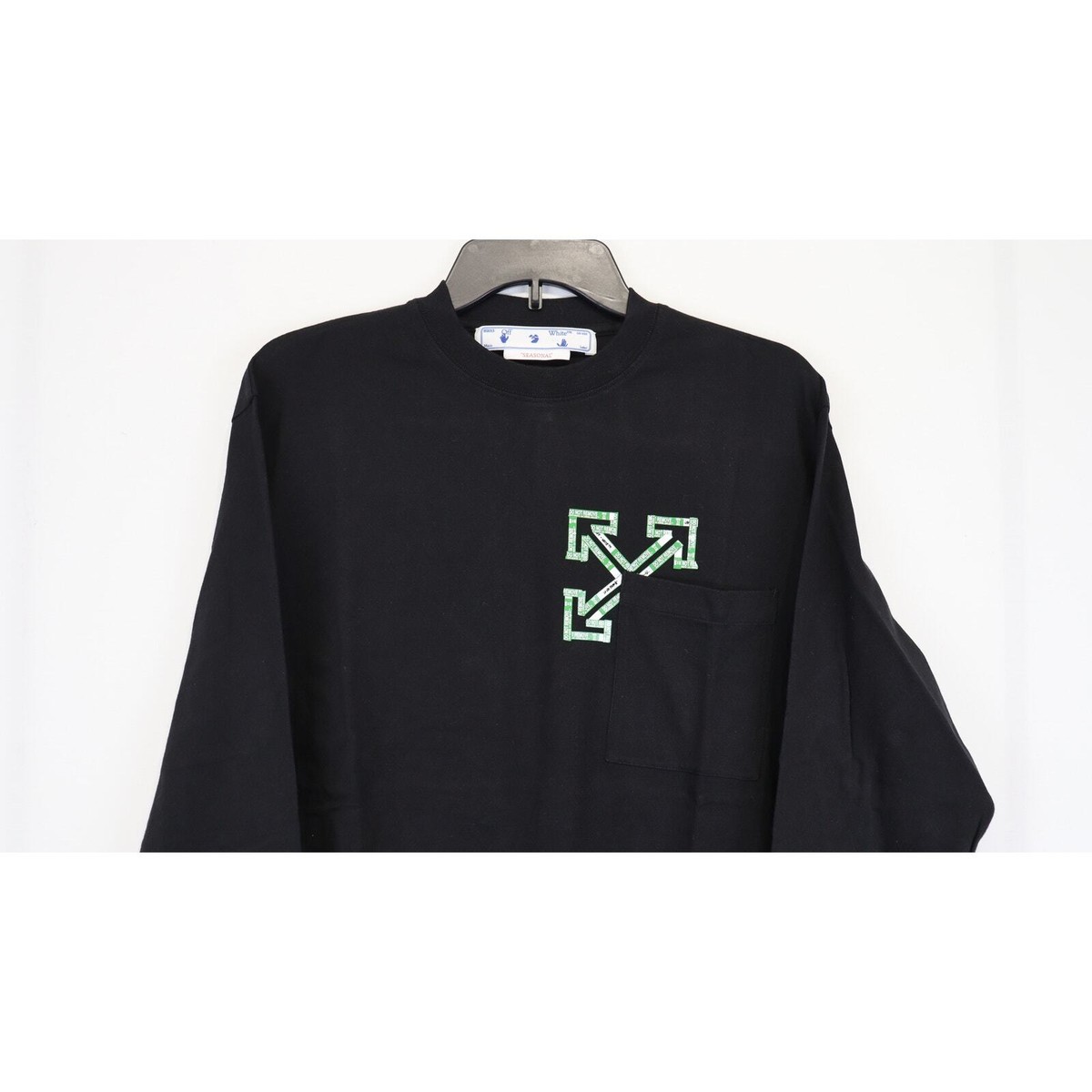 Off-White Tape Arrows PKT Skate Long Sleeve Shirt in Black Off-White Tape Arrows PKT Skate Long Sleeve Shirt in Black