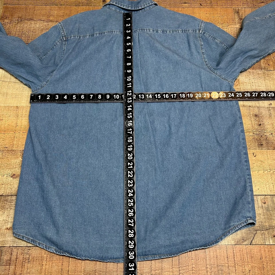 Craftsman Shirt Mens XL Blue Denim Long Sleeve Pockets Button Up Workwear - Image 4 of 4