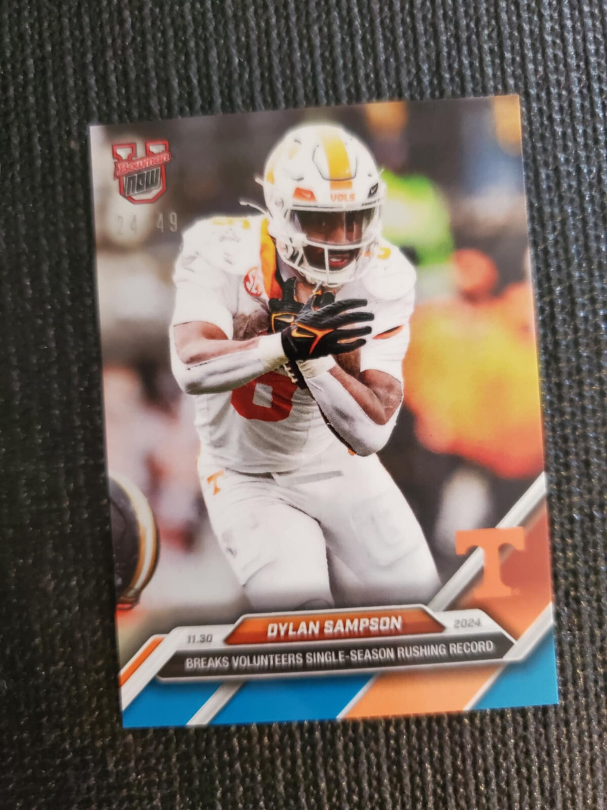 Dylan Sampson Tennessee 2024 Bowman U NOW Football Card 51 Blue Parallel 24/49