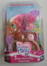 NEW MY LITTLE PONY GLITTERBELLE (2005) CRYSTAL PRINCESS DIVINE SHINE PONY! R109