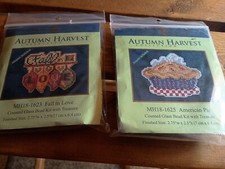 Lot of 2 Mill Hill Autumn Harvest Counted Glass Bead Kit Fall In Love, Pie