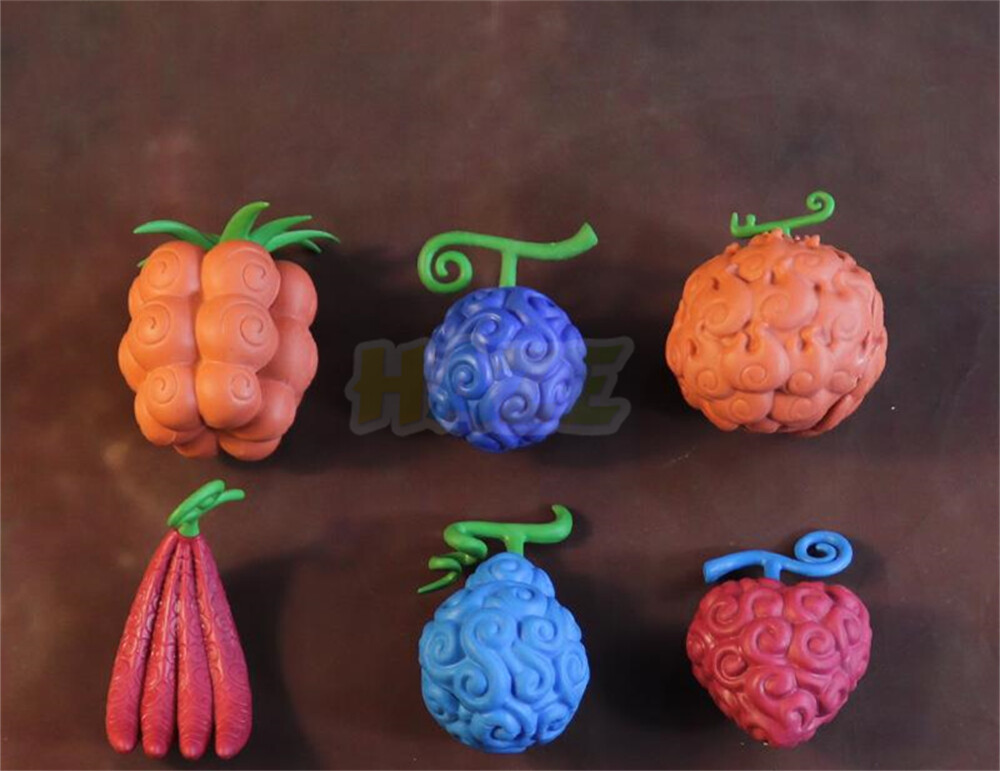 6pcs/set One Piece Luffy Ace Devil Fruit Mera Mera no Mi GumGum Fruit