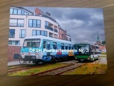 Postkarte Bus Bahn - DB VT 628 - Kässbohrer Setra S 315 NF - Schleswig-Holstein