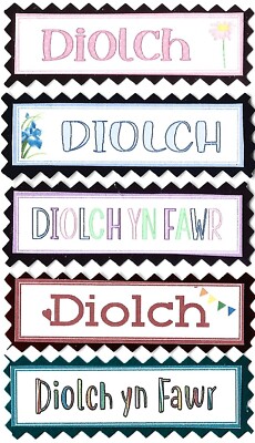 5 walisischsprachige Danke Grußkarte Spruch Nachricht Banner **DIOLCHE**