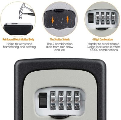 Key Lock Box Combination Wall Non Metal 4 Digit Security Storage Case Organizer