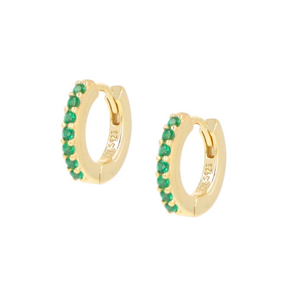 Earrings Woman Hoop Silver 925 Amen Gold with Zircons Aquamarine ET1GV