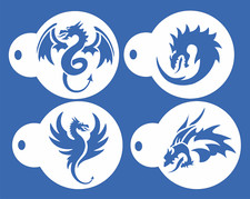 Dragons 10 mil 4 pc STENCIL Medieval Boy Tattoo Renaissance DIY Face Paint Joani