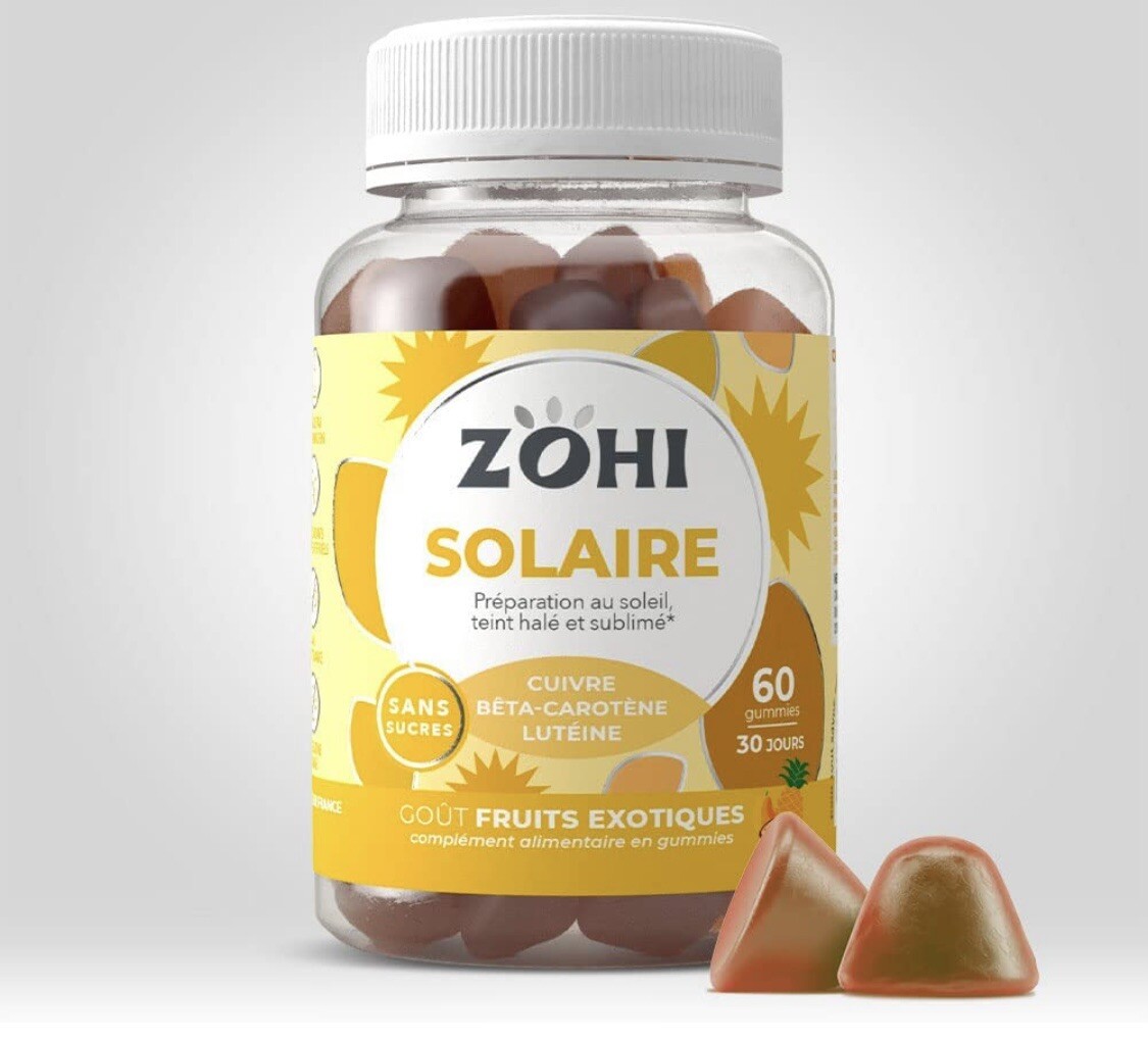 Gommes solaires ZOHI pour le teint et le bronzage pot de 60 gummies