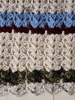 Vintage Afghan Blanket Granny Baby Crochet Knit 36x32 Multi Stripe