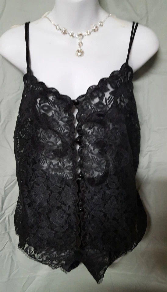 Woman Within PANTALÓN TAP CAMISOLA NEGRO Conjunto Encaje Sexy Mediano 40" BUSTO Foto 3 de 4