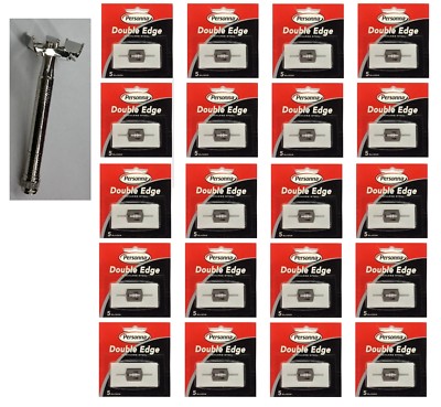Double Edge Razor + Personna Double Edge Blades 5 ct (20 Pk) + Eyebrow Trimmer