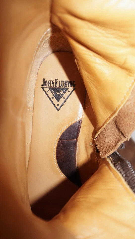 JOHN FLUEVOG Botas Altas Cuero Marrón Pulido con Cremallera EE. UU. 8.5 Foto 2 de 4