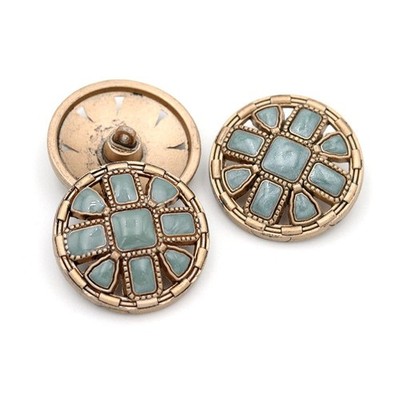 5 PCS 20mm Metal Colored SewOn Clothes Decorative Buttons Light Blue Craft