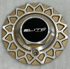 1 Elite Wheel Center Cap Gold Metal 6-12 No Screw Honeycomb