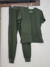 Scrubaid Women's Nurse/Vet/ Medical Performance Scrub Set Olive/Army Green, Sz M
