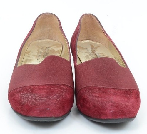 Ron White All Day Heels Burgundy Wine Leather Closed Toe Wedges Made In Italy 9 - Picture 8 of 12